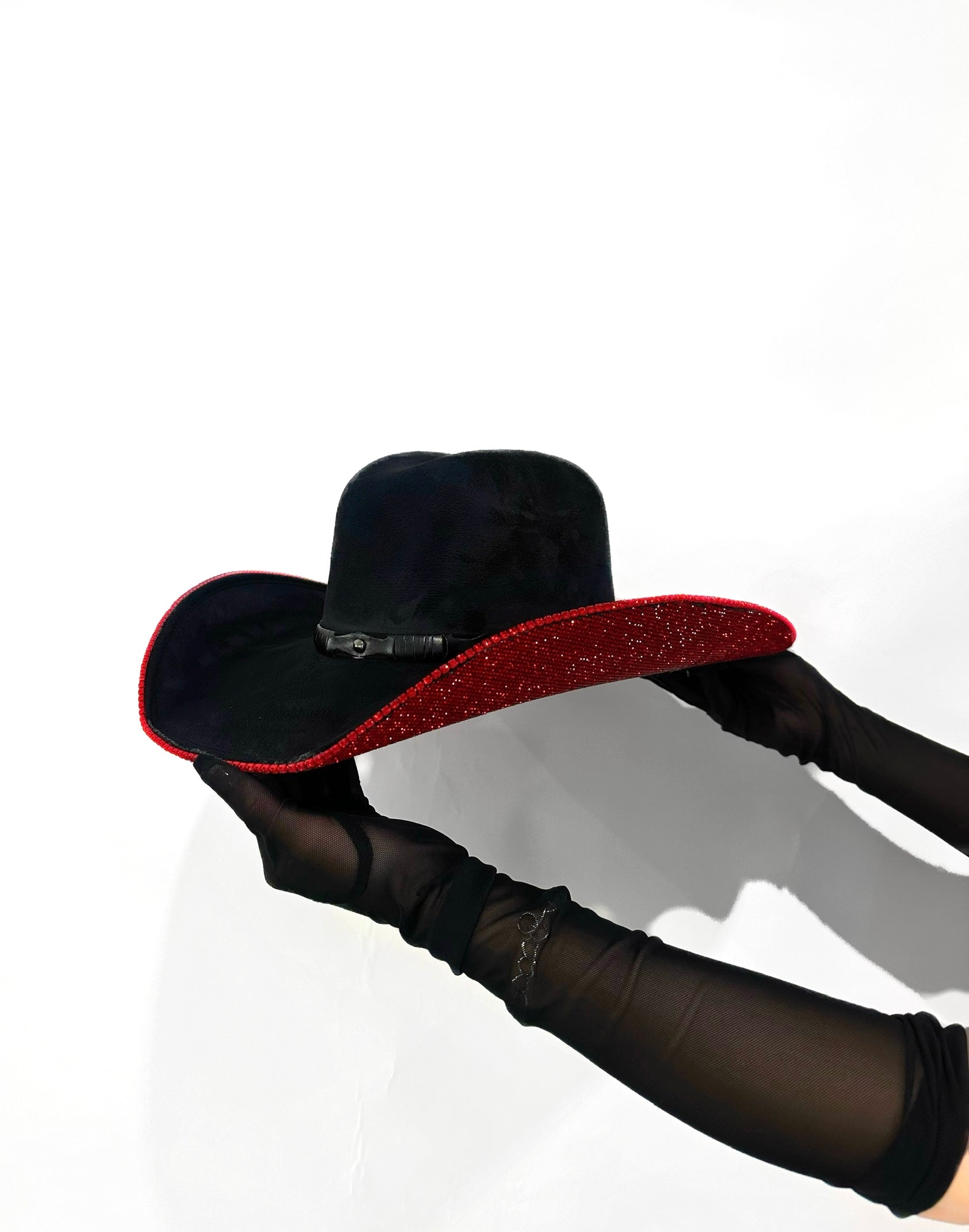 Red Bottom rhinestone FELT hat