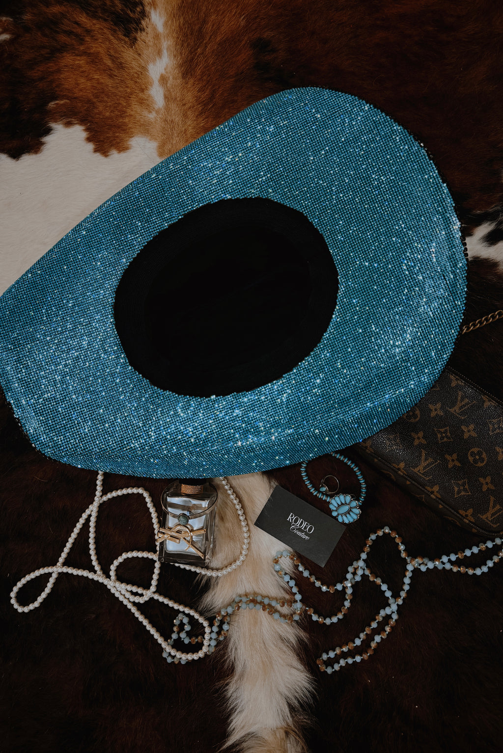 Turquoise Bottom rhinestone hat